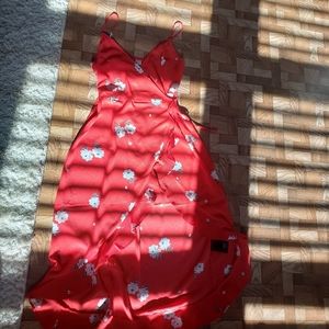 red wrap dress